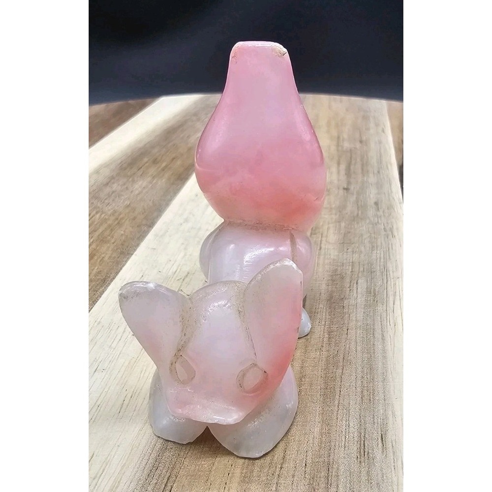 Vintage Carved Pink Alabaster Cat Figurine
